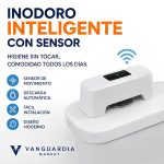 Inodoro inteligente con sensor de movimiento para descarga automática, diseñado para mejorar la higiene y comodidad del baño.