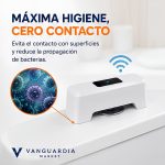 Sistema de descarga automática para inodoro que evita el contacto con superficies y proporciona una experiencia más higiénica.
