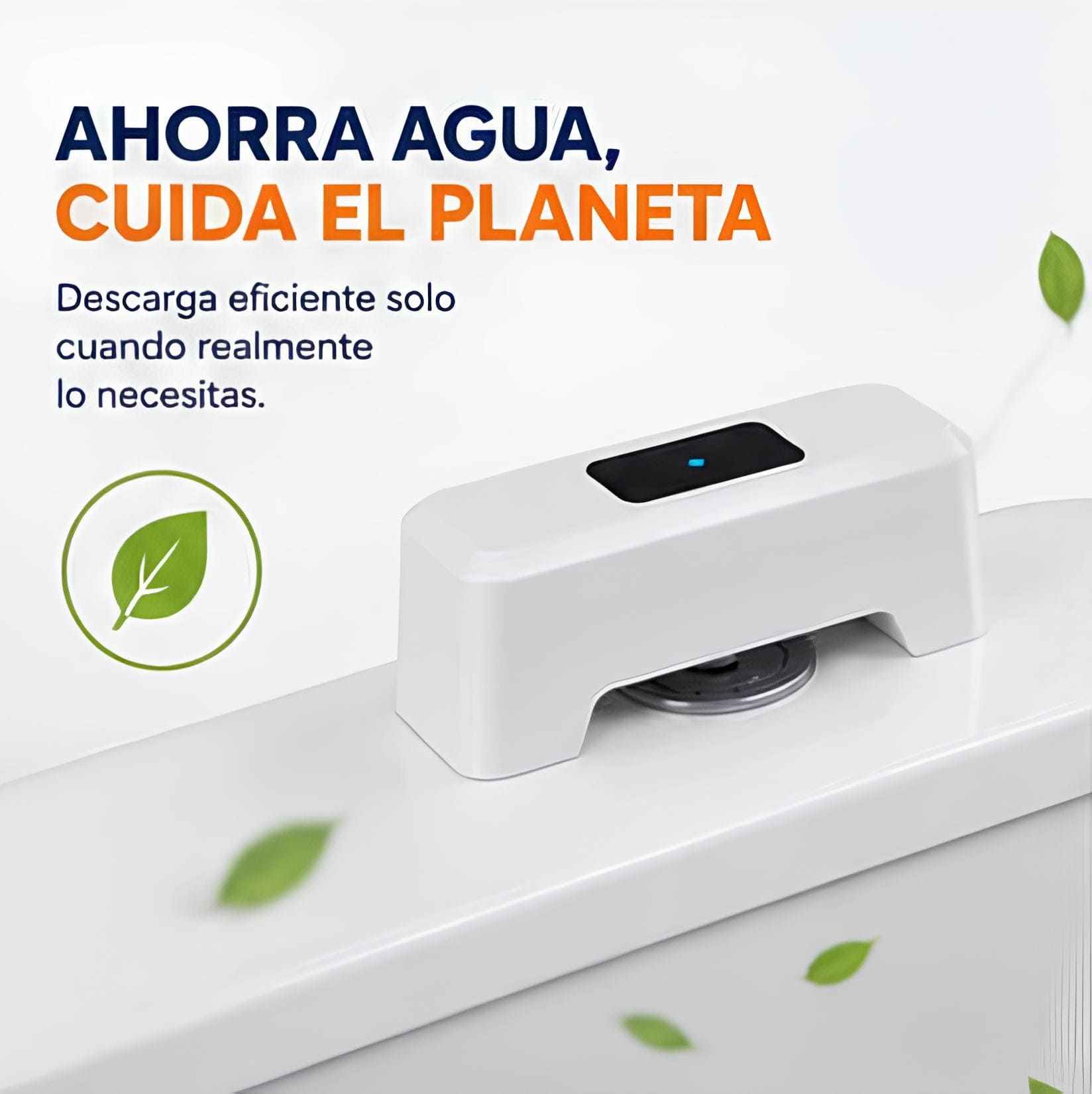 Sensor inteligente para descarga de inodoro que activa el agua automáticamente cuando es necesario, ayudando a optimizar su uso.